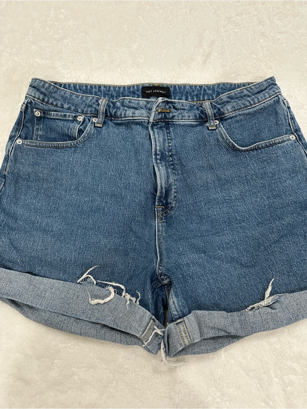 High-Rise Rolled Hem Blue Denim Jean Shorts size 18